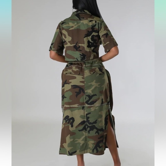 ksotutm Camo Skirt Midi Skirt Cargo Skirt Pocket Skirt Maxi... - Picture 2 of 9